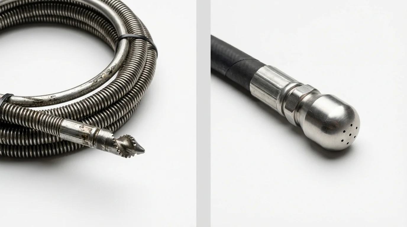 Drain snake cable and hydro jetting nozzle used for drain cleaning in Corvallis, OR