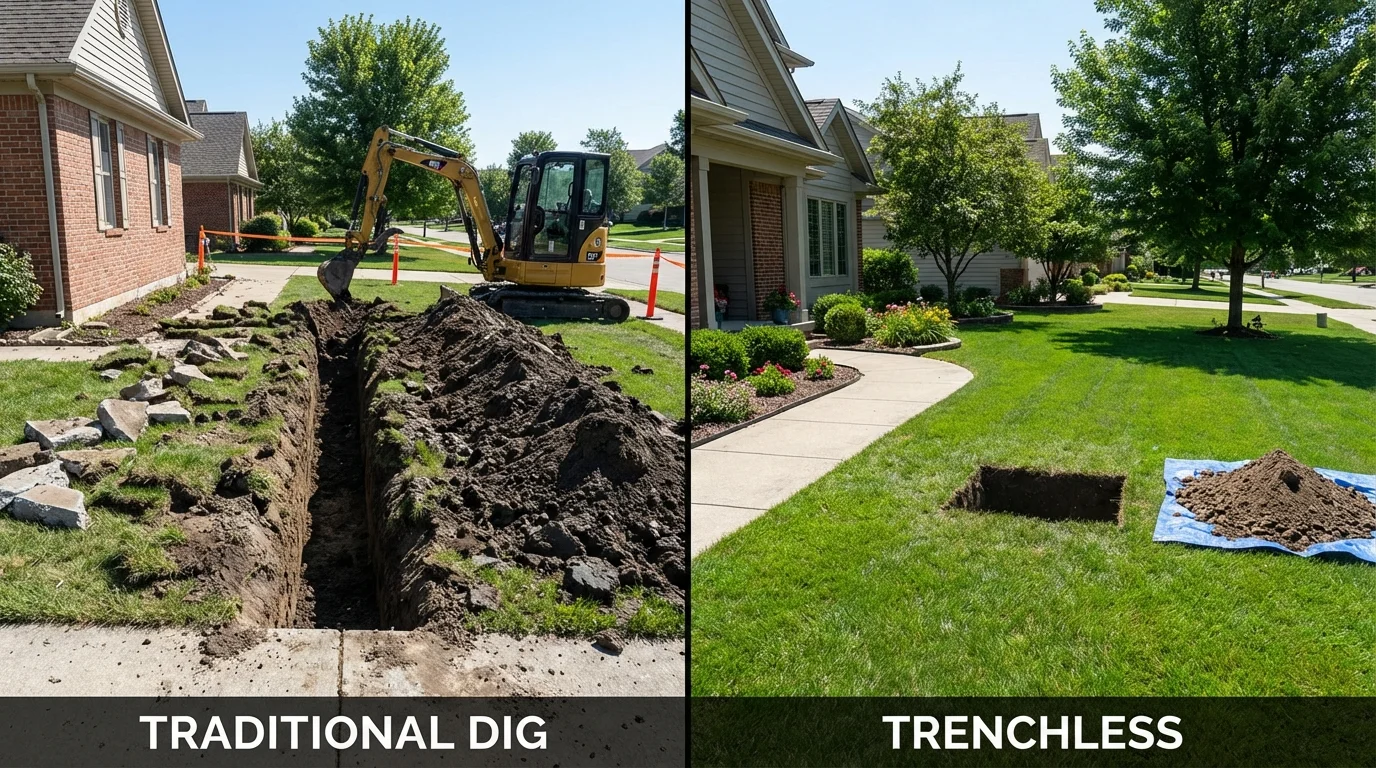 Trenchless sewer repair with minimal yard damage versus traditional excavation in Corvallis, OR